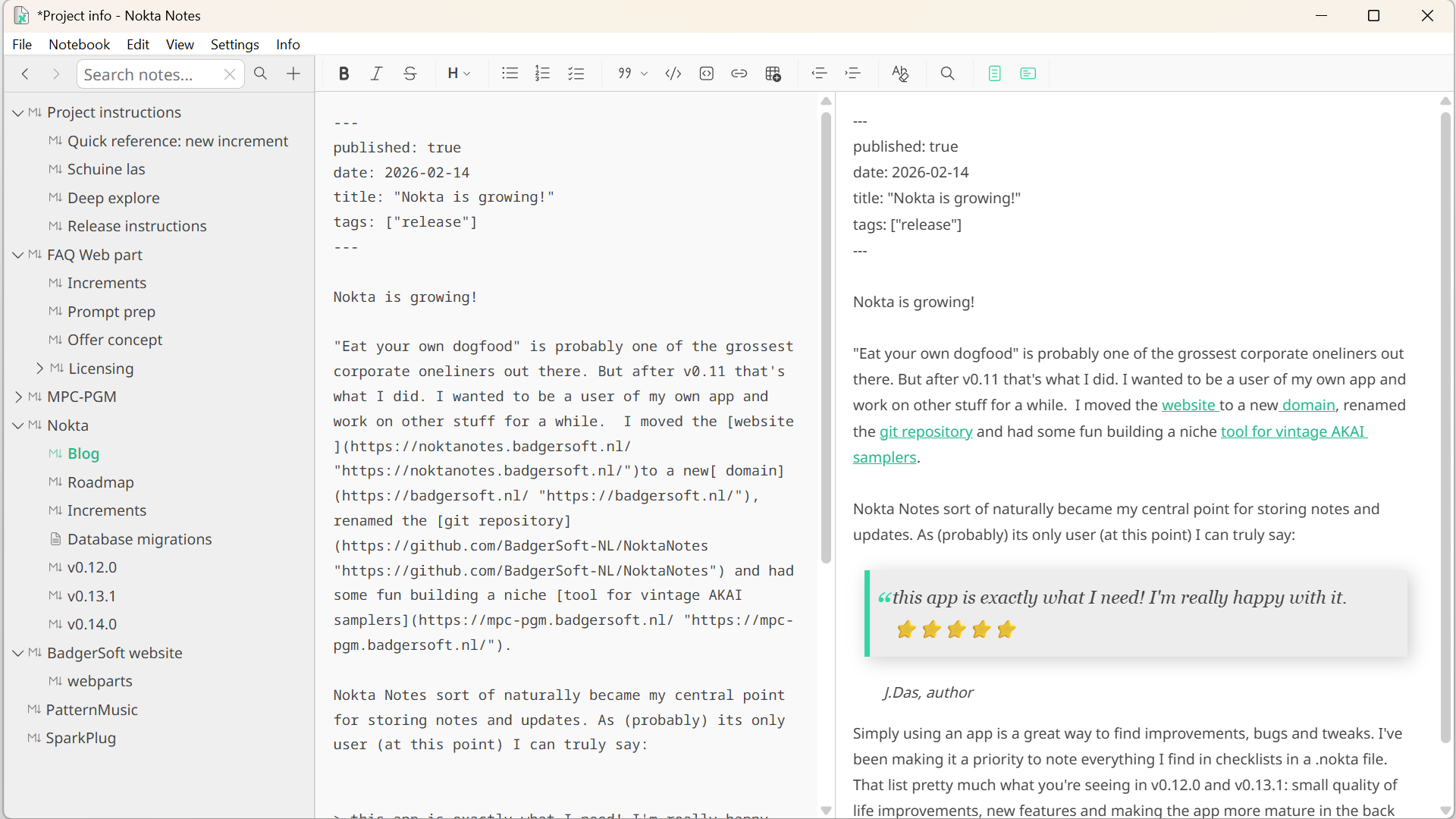 Nokta Notes - Markdown editor