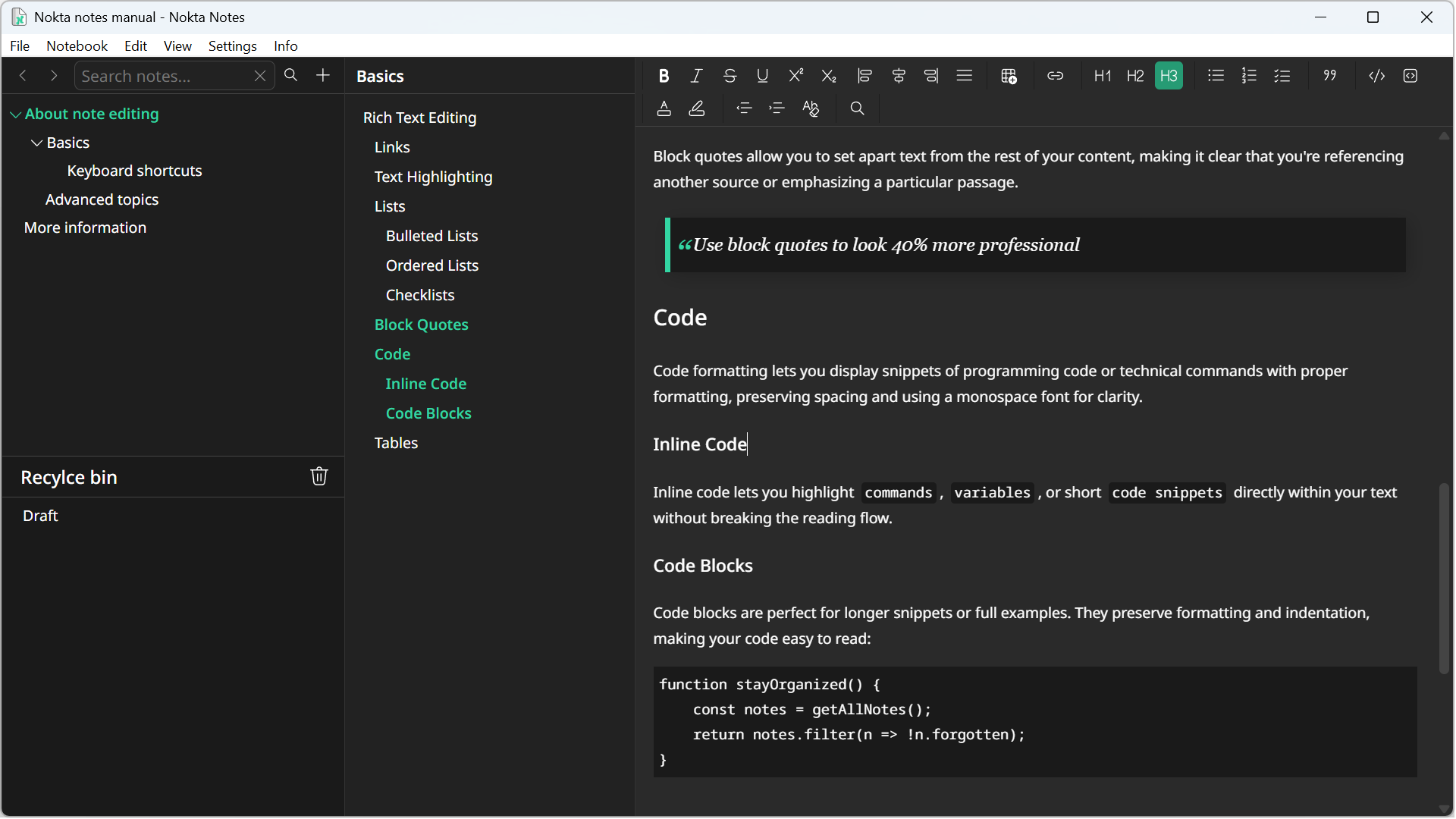 Nokta Notes - Note Organization